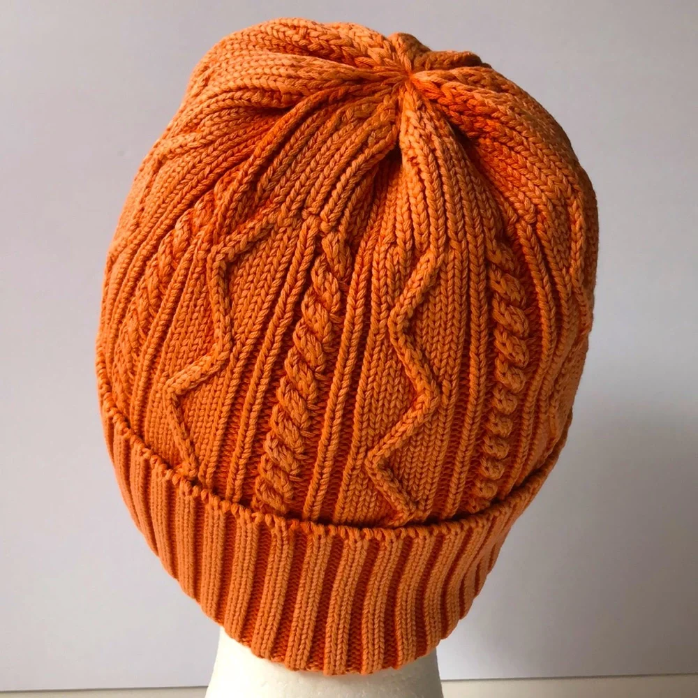 Free People Stormi Wahed Beanie Cable Knit Orange-NWT - Picture 3 of 8